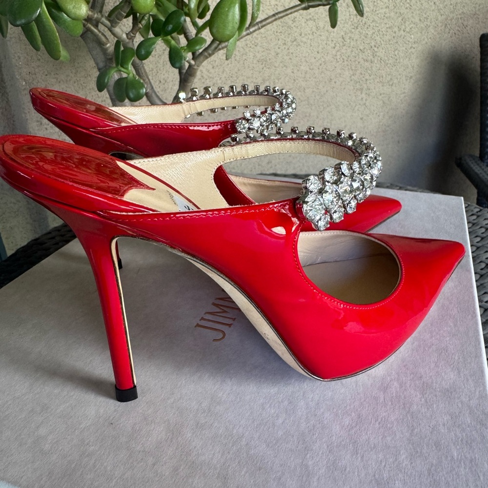 Jimmy Choo Red Bing Crystal Embellished Heels